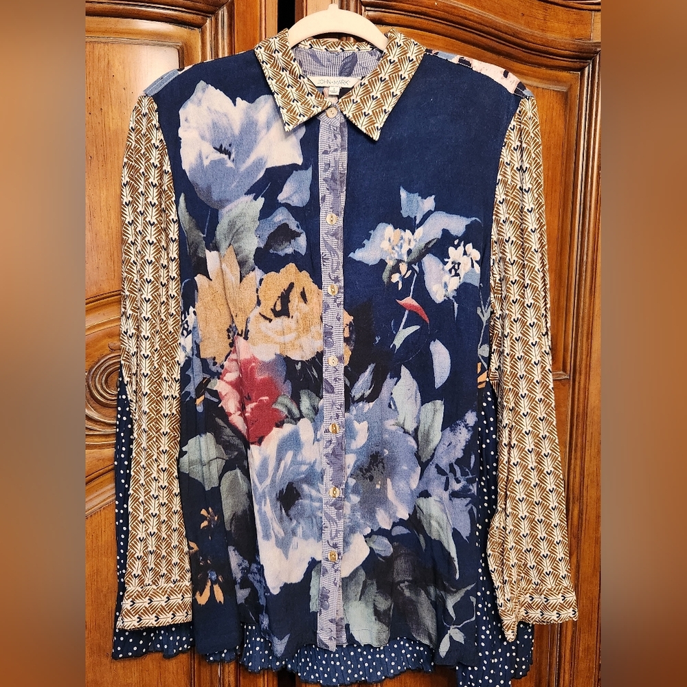 John Mark Patterned Buttoned Tunic - image 1